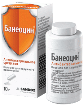 Банеоцин 10г пор. д/наружн. прим. фл-доз. Сандоз